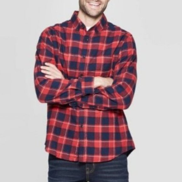 Goodfellow & Co Other - 🍂4/$25🍂Goodfellow | Red & Navy Plaid Button-Up